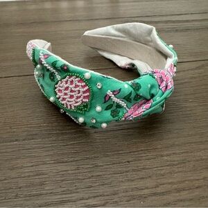 Anthropologie Embellished Green and Pink Headband